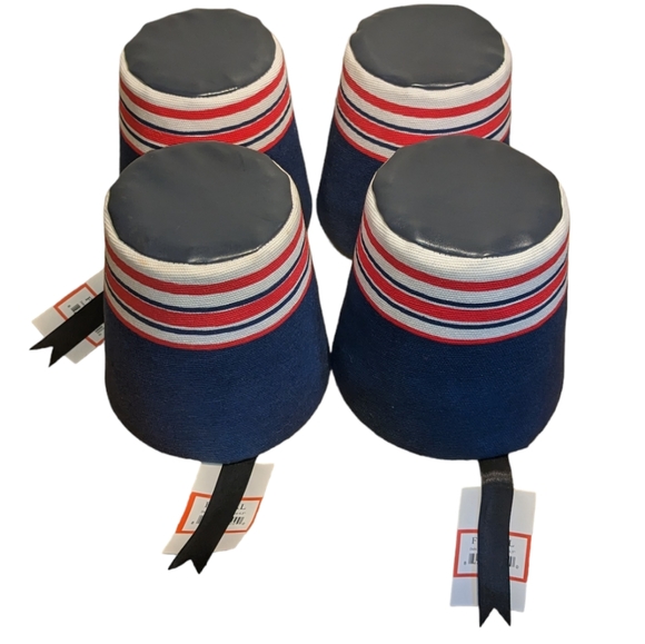 Debi Lilly Striped Basket Planter Pot Covers in Navy Blue, White & Red Set of 4 - Picture 8 of 9
